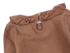 Lil Atelier carob brown flæsekrave bluse